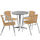 27.5'' Round Aluminum Indoor-Outdoor Table Set with 4 Beige Rattan Chairs - Flash Furniture