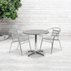 31.5'' Round Aluminum Indoor-Outdoor Table Set with 2 Slat Back Chairs - Flash Furniture