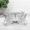 31.5'' Round Aluminum Indoor-Outdoor Table Set with 4 Slat Back Chairs - Flash Furniture