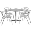 31.5'' Square Aluminum Indoor-Outdoor Table Set with 4 Slat Back Chairs - Flash Furniture