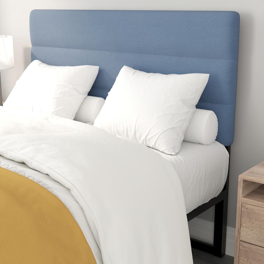 Full Channel Stitched Fabric Upholstered Headboard, from 44.5'' to 57.25'' - Blue - Flash Furniture
