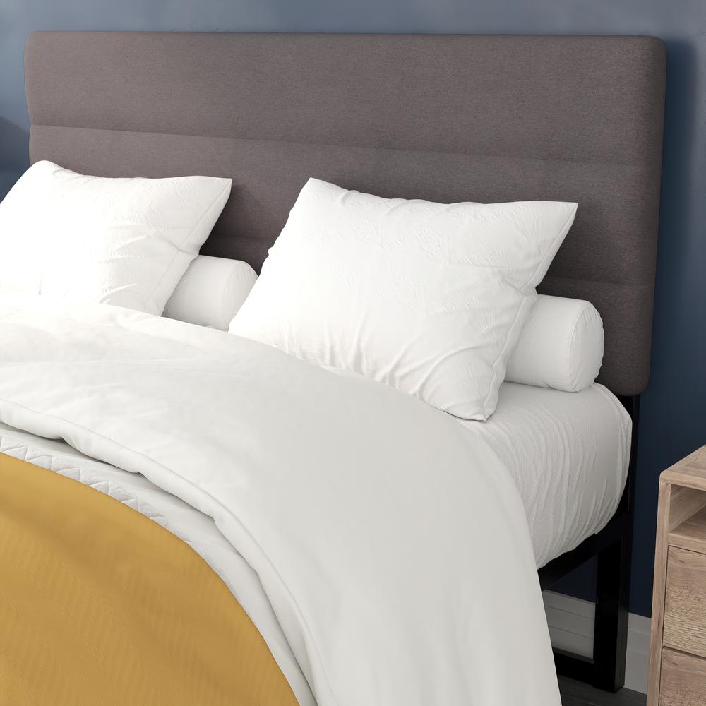 Queen Channel Stitched Fabric Upholstered Headboard, from 44.5'' to 57.25'' - Gray - Flash Furniture