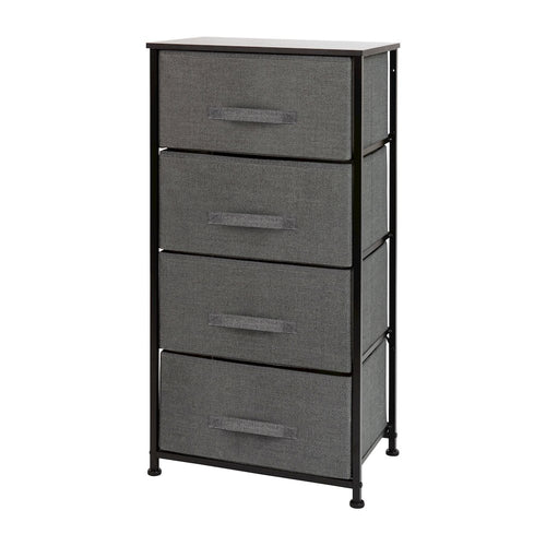 4 Drawer Wood Top BlackFrame Vertical Storage Dresser with Dark Gray Drawers - Flash Furniture