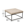 30'' Square LeatherSoft Tufted Ottoman, Metal Frame,Beige LeatherSoft/Black Frame - Flash Furniture