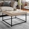 30'' Square LeatherSoft Tufted Ottoman, Metal Frame,Beige LeatherSoft/Black Frame - Flash Furniture