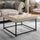 30'' Square LeatherSoft Tufted Ottoman, Metal Frame,Beige LeatherSoft/Black Frame - Flash Furniture