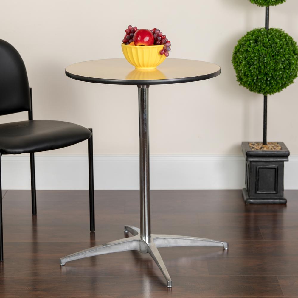 30'' Round Wood Cocktail Table with 30'' and 42'' Columns - Flash Furniture