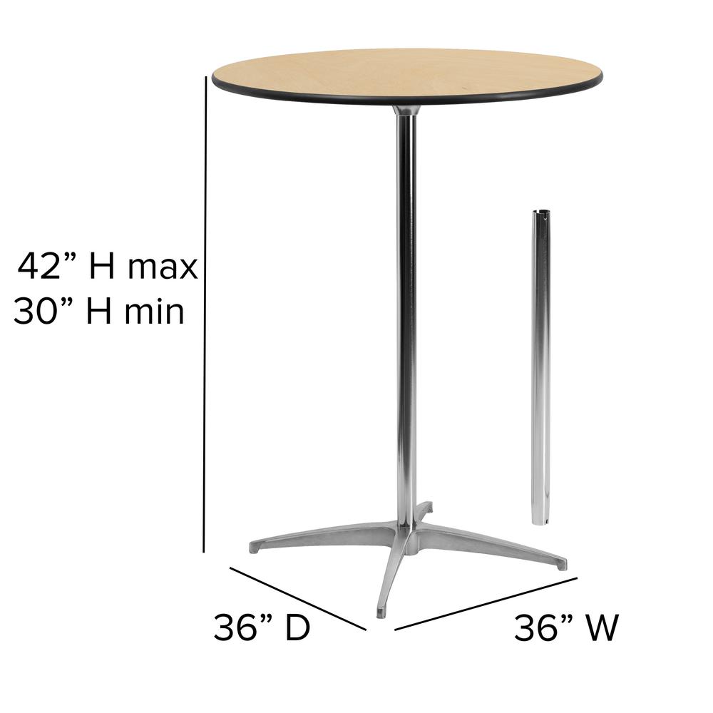 36'' Round Wood Cocktail Table with 30'' and 42'' Columns - Flash Furniture
