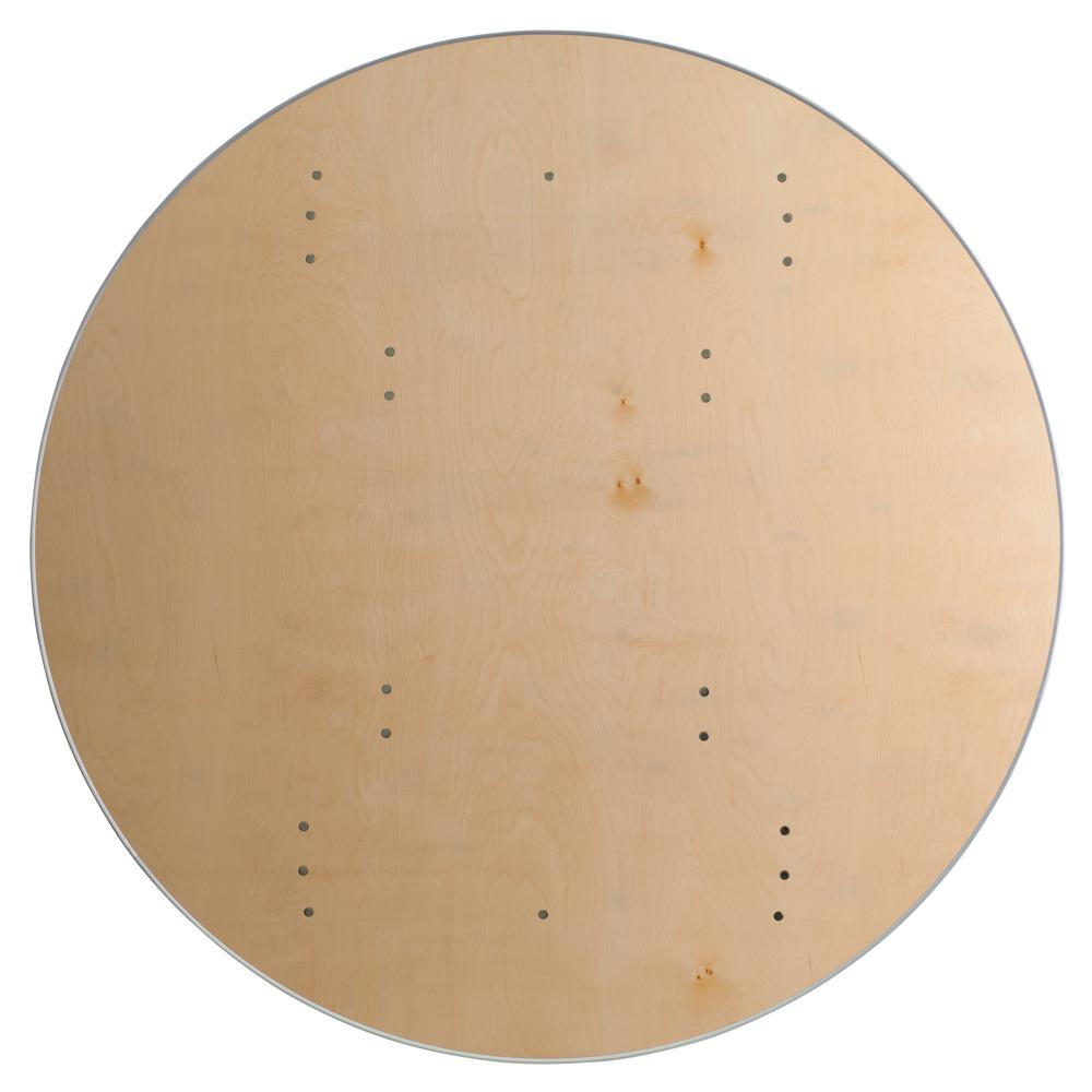 5-Foot Round HEAVY DUTY Birchwood Folding Banquet Table with METAL Edges - Flash Furniture