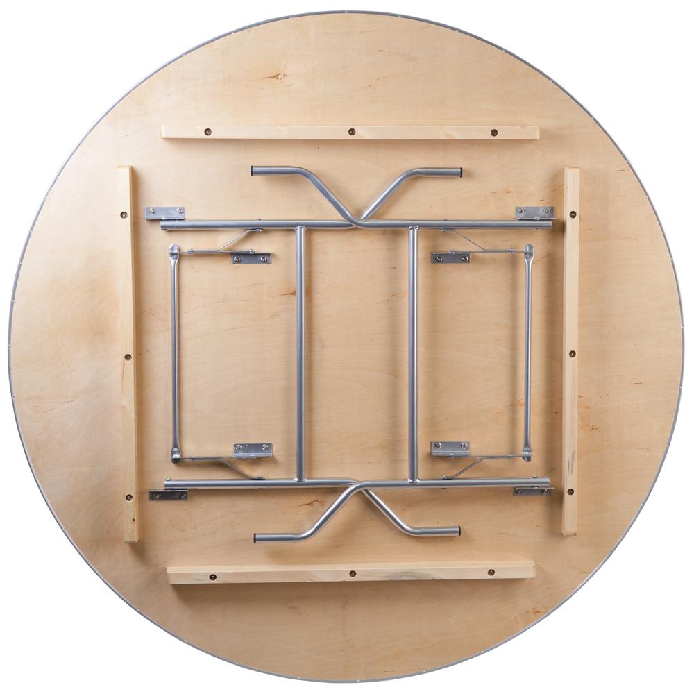 5.5-Foot Round HEAVY DUTY Birchwood Folding Banquet Table with METAL Edges - Flash Furniture
