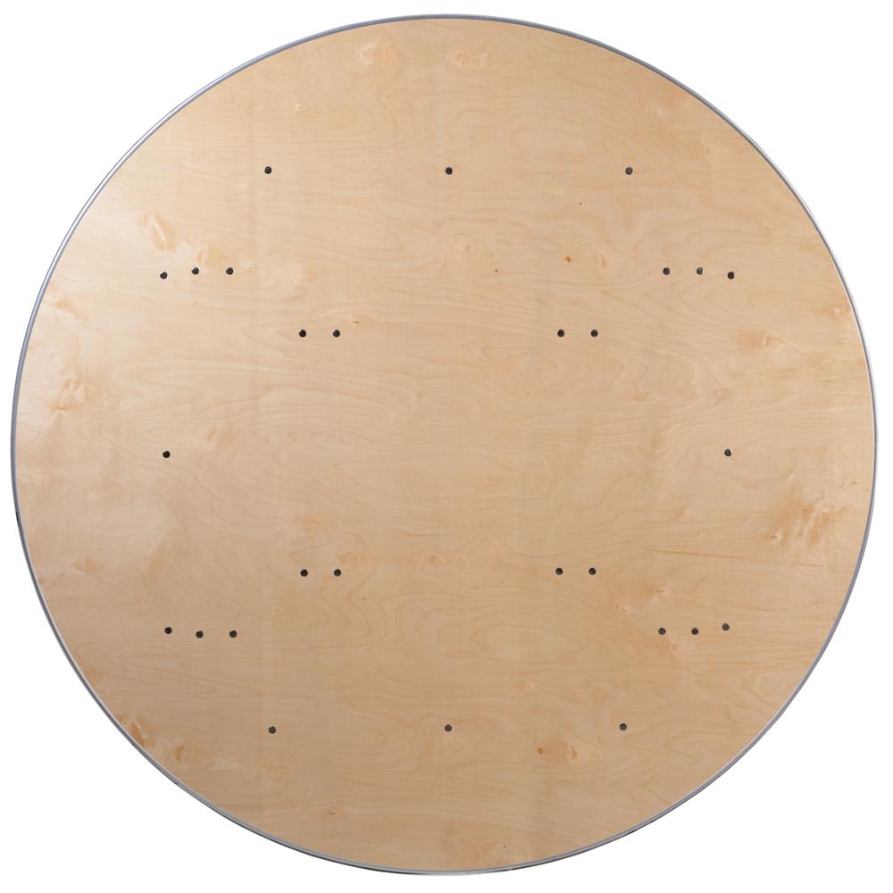 5.5-Foot Round HEAVY DUTY Birchwood Folding Banquet Table with METAL Edges - Flash Furniture