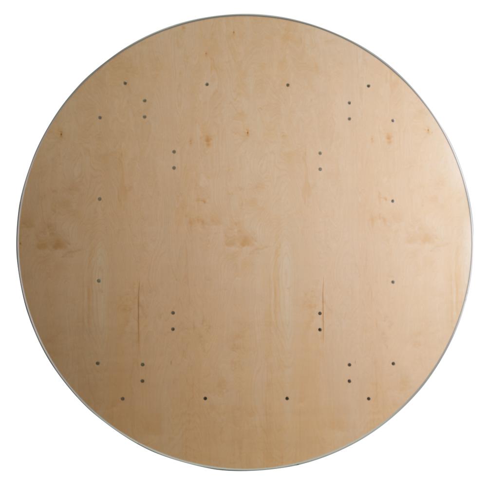 6-Foot Round HEAVY DUTY Birchwood Folding Banquet Table with METAL Edges - Flash Furniture