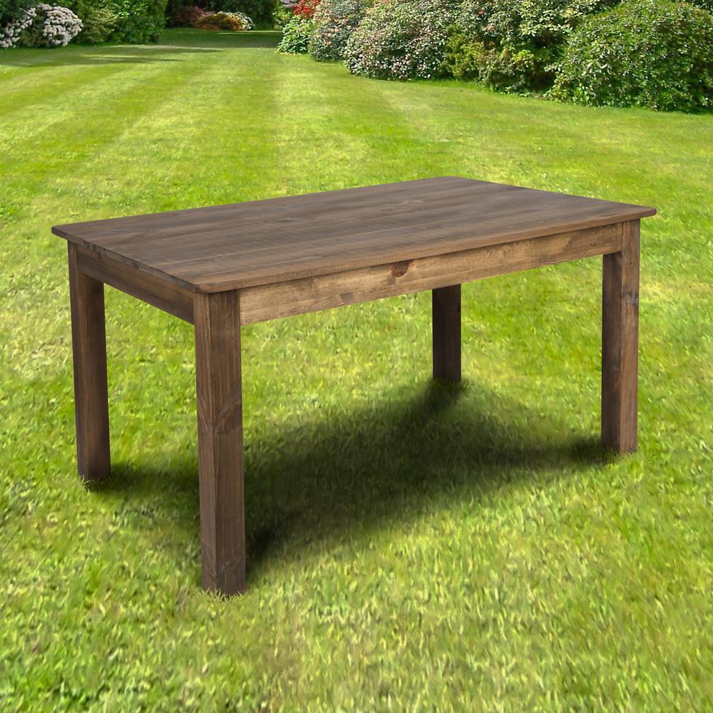 60'' x 38'' Rectangular Antique Rustic Solid Pine Farm Dining Table - Flash Furniture