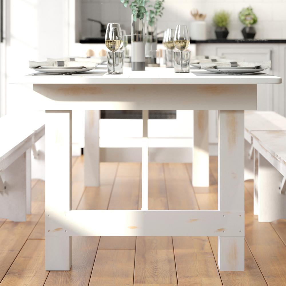 7' x 40'' Farm Style Dining Table with X-Legs for Commercial and Residential Use - Flash Furniture