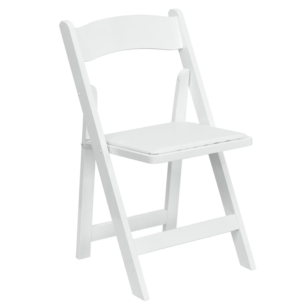HERCULES Series White Wood Folding Chair with Vinyl Padded Seat - Flash Furniture