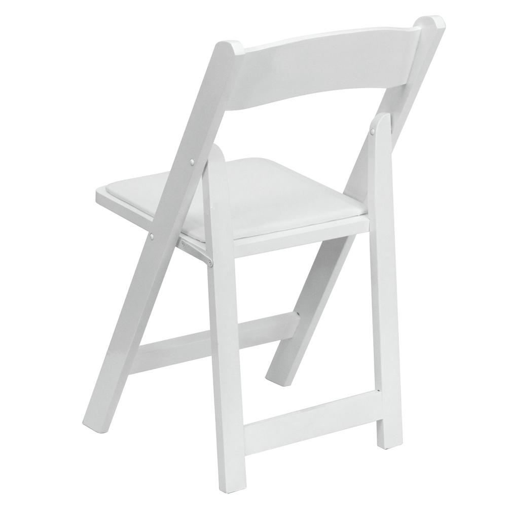 HERCULES Series White Wood Folding Chair with Vinyl Padded Seat - Flash Furniture