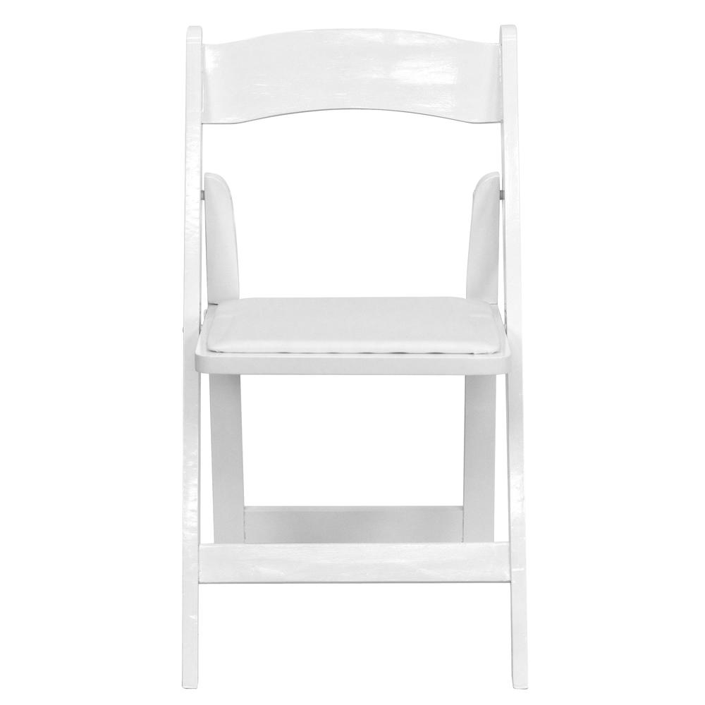HERCULES Series White Wood Folding Chair with Vinyl Padded Seat - Flash Furniture