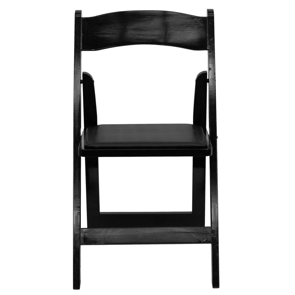 HERCULES Series Black Wood Folding Chair with Vinyl Padded Seat - Flash Furniture