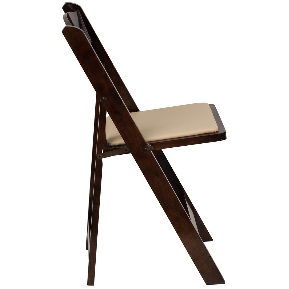 HERCULES Series Fruitwood Wood Folding Chair with Vinyl Padded Seat - Flash Furniture