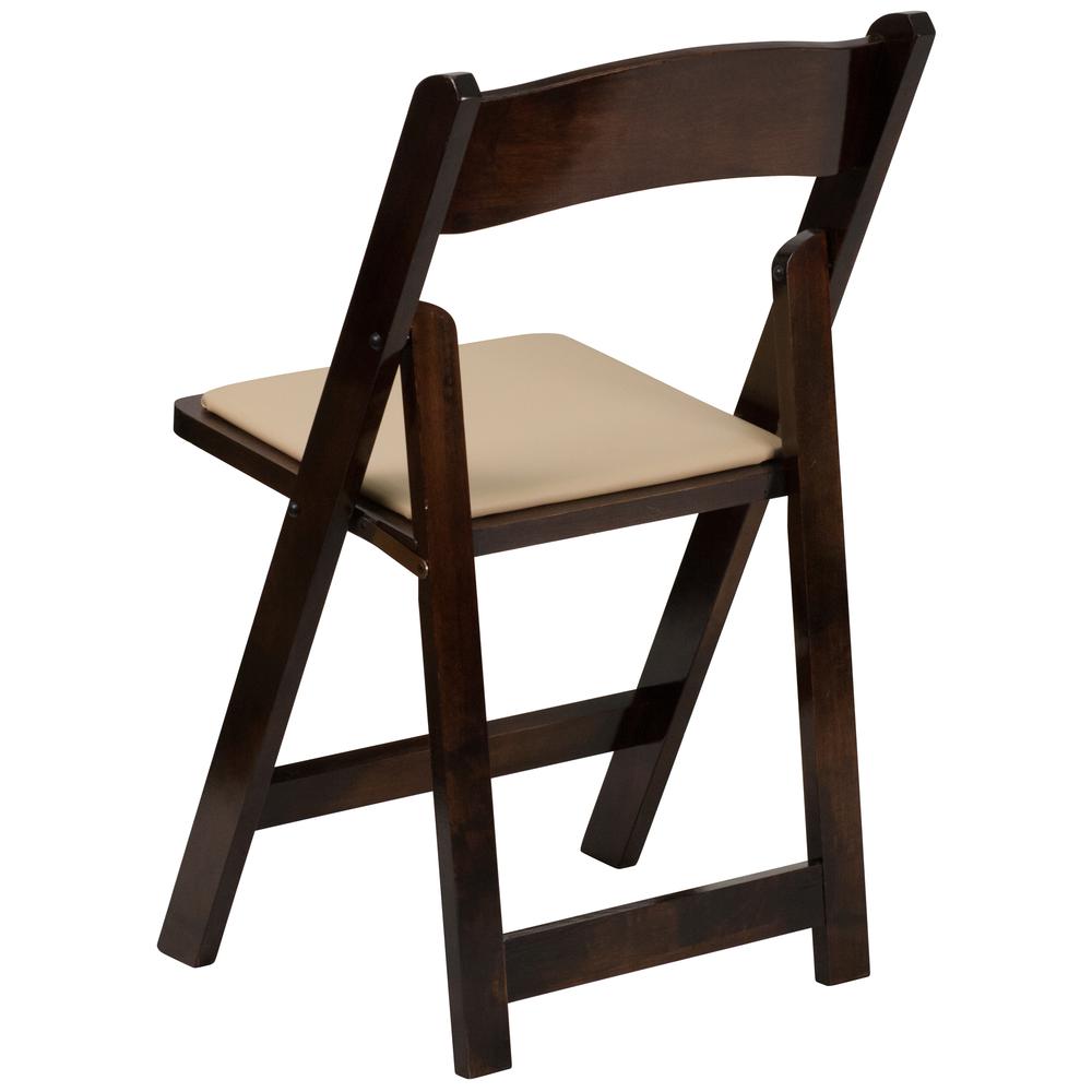 HERCULES Series Fruitwood Wood Folding Chair with Vinyl Padded Seat - Flash Furniture