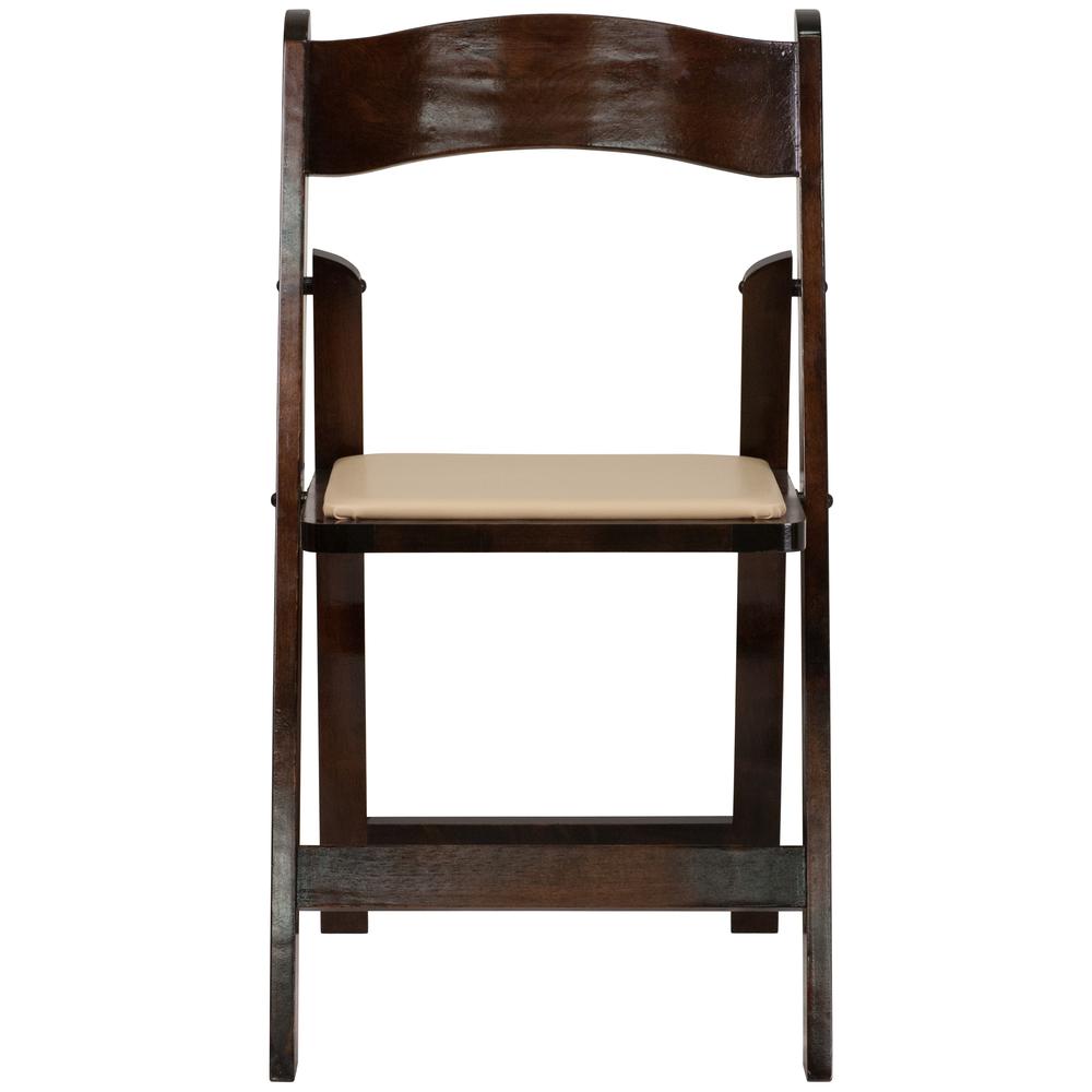 HERCULES Series Fruitwood Wood Folding Chair with Vinyl Padded Seat - Flash Furniture