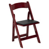HERCULES Series Mahogany Wood Folding Chair with Vinyl Padded Seat - Flash Furniture