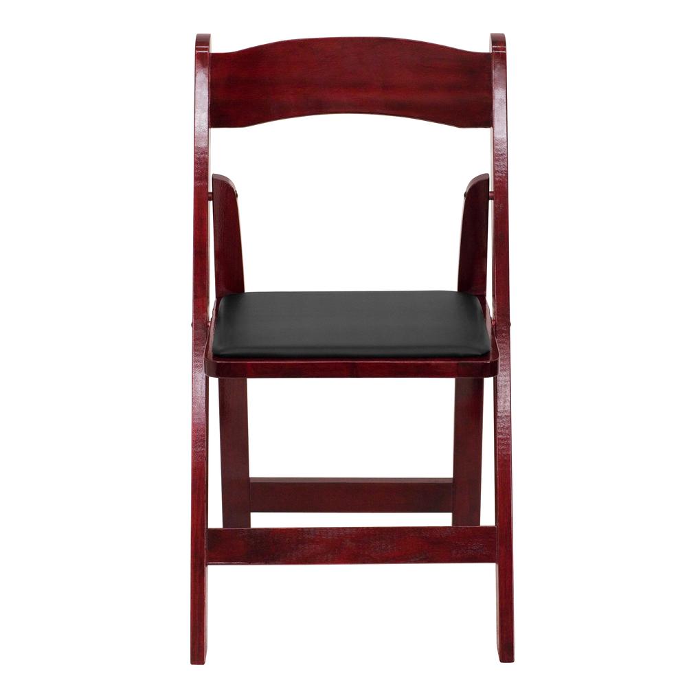 HERCULES Series Mahogany Wood Folding Chair with Vinyl Padded Seat - Flash Furniture
