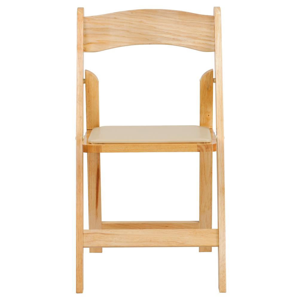 HERCULES Series Natural Wood Folding Chair with Vinyl Padded Seat - Flash Furniture