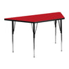 22.5''W x 45''L Trapezoid Red HP Activity Table - Standard Height Legs - Flash Furniture