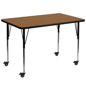 Mobile 36''W x 72''L Oak Thermal Activity Table - Standard Height Legs - Flash Furniture