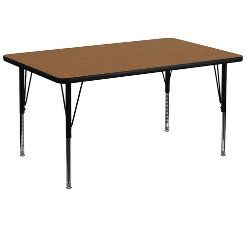 36''W x 72''L Oak Thermal Activity Table - Height Adjustable Short Legs - Flash Furniture