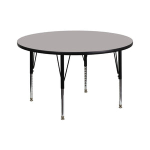 42'' Round Grey HP Laminate Activity Table - Height Adjustable Short Legs - Flash Furniture