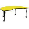 Mobile 48''W x 72''L Kidney Yellow HP Activity Table - Height Short Legs - Flash Furniture
