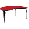 48''W x 96''L Kidney Red HP Activity Table - Standard Height Adjustable Legs - Flash Furniture