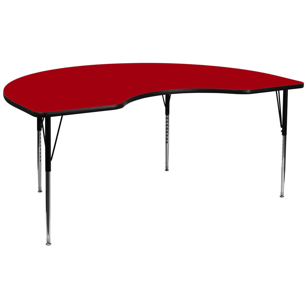 48''W x 96''L Kidney Red Thermal Activity Table - Standard Height Legs - Flash Furniture