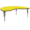 48''W x 96''L Kidney Yellow HP Activity Table - Height Adjustable Short Legs - Flash Furniture