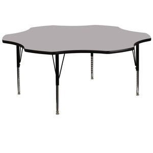 60'' Flower Grey Thermal Laminate Activity Table - Height Adjustable Short Legs - Flash Furniture