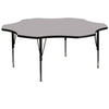 60'' Flower Grey Thermal Laminate Activity Table - Height Adjustable Short Legs - Flash Furniture