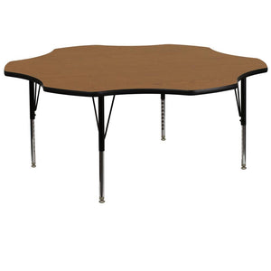 60'' Flower Oak Thermal Laminate Activity Table - Height Adjustable Short Legs - Flash Furniture