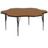 60'' Flower Oak Thermal Laminate Activity Table - Height Adjustable Short Legs - Flash Furniture