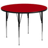 60'' Round Red Thermal Laminate Activity Table - Standard Height Adjustable Legs - Flash Furniture