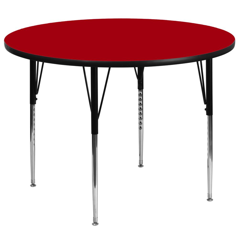 60'' Round Red Thermal Laminate Activity Table - Standard Height Adjustable Legs - Flash Furniture