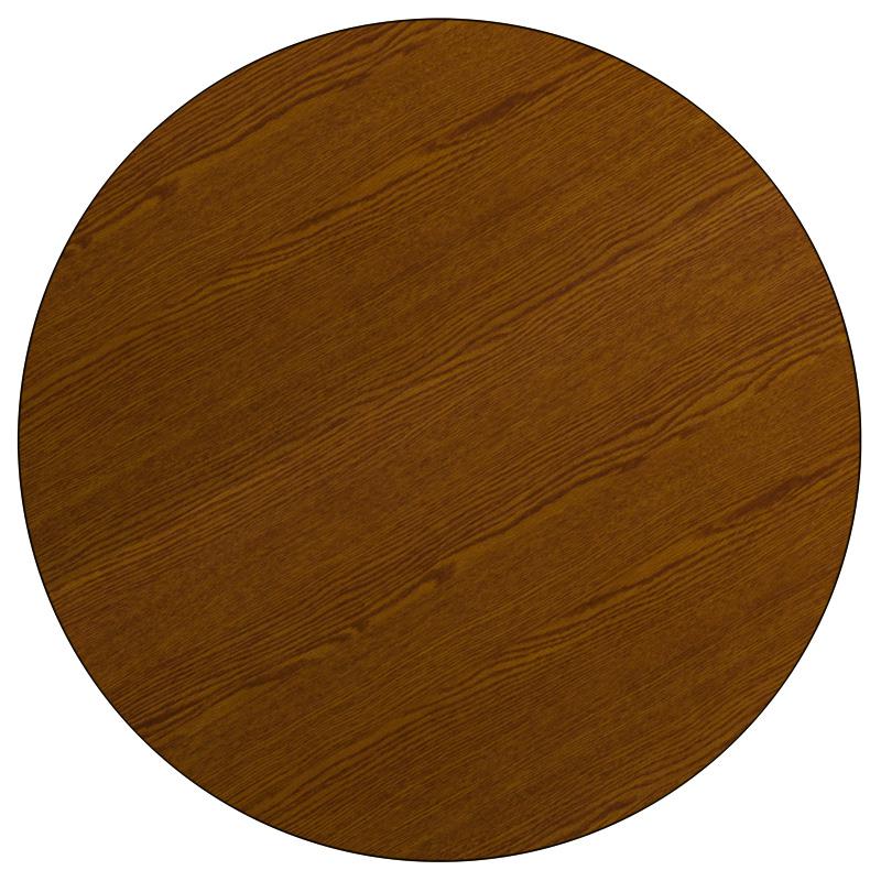 42'' Round Oak HP Laminate Activity Table - Standard Height Adjustable Legs - Flash Furniture
