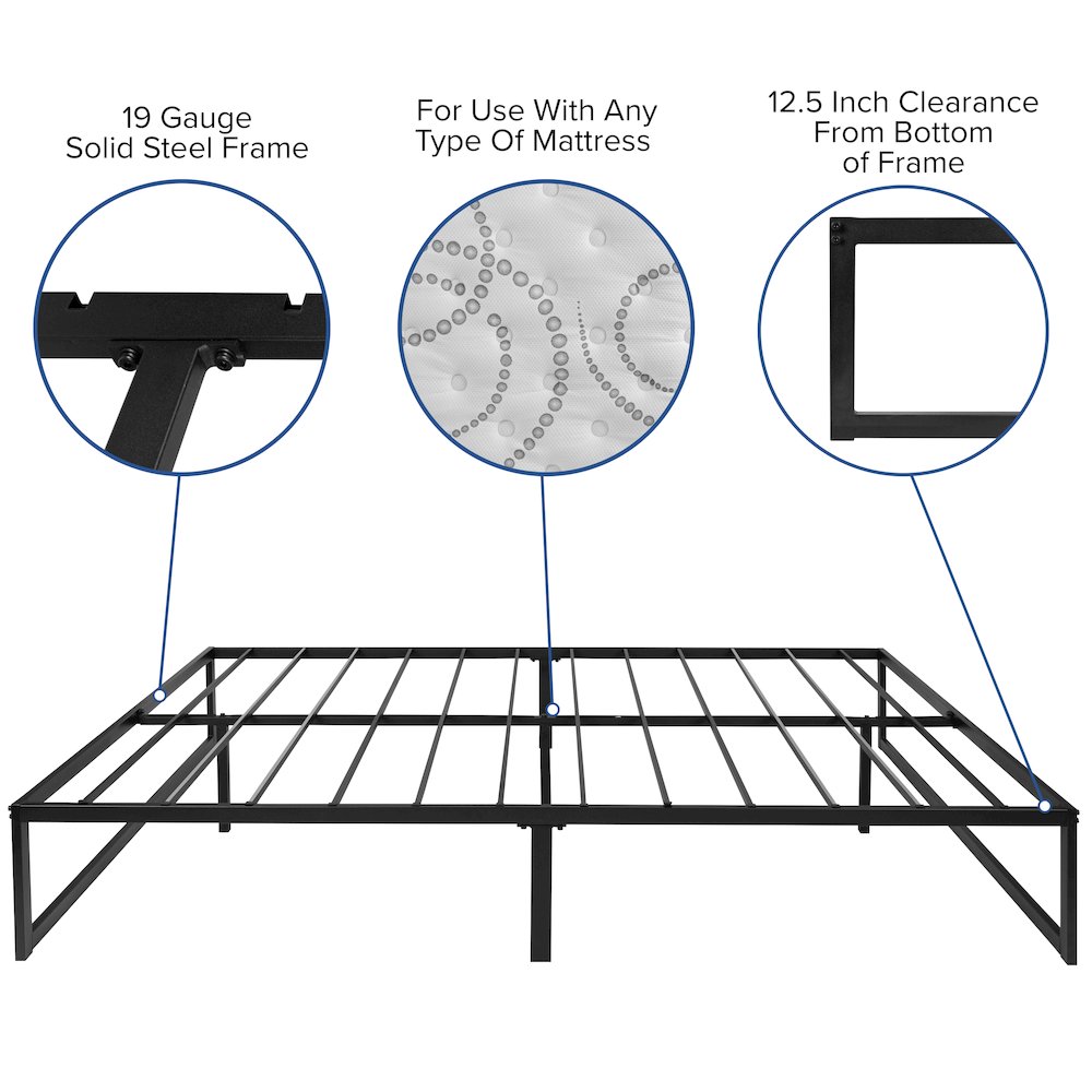 14 in Metal Platform Bed Frame - (Queen) - Flash Furniture