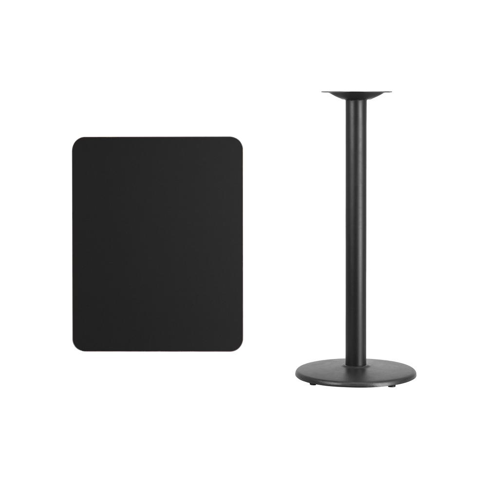 24'' x 30'' Rectangular Black Table Top with 18'' Round Bar Height Table Base - Flash Furniture