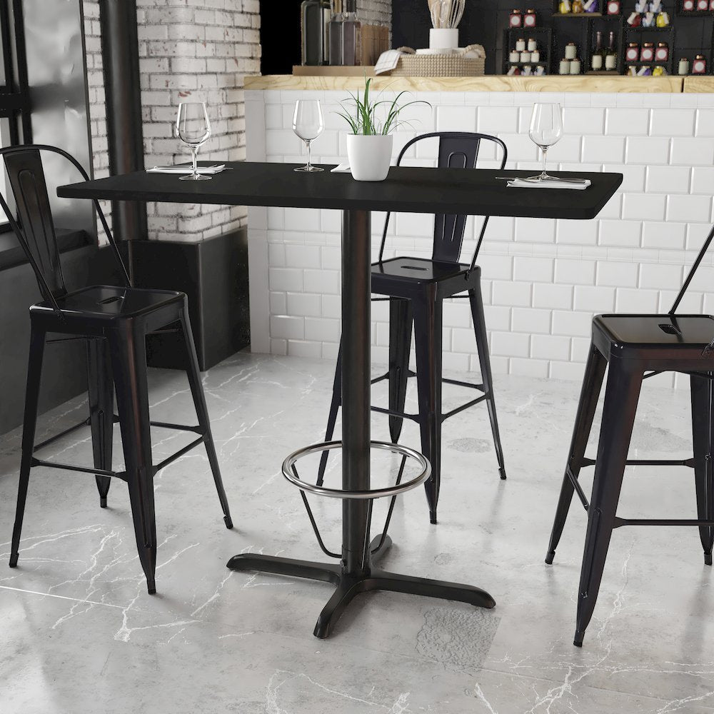 30'' x 48'' Black Table Top with 23.5'' x 29.5'' Bar Height - Flash Furniture