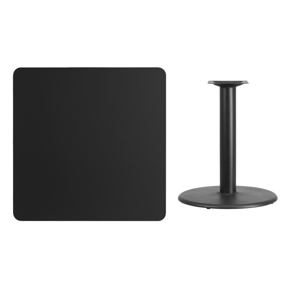 36'' Square Black Laminate Table Top with 24'' Round Table Height Base - Flash Furniture