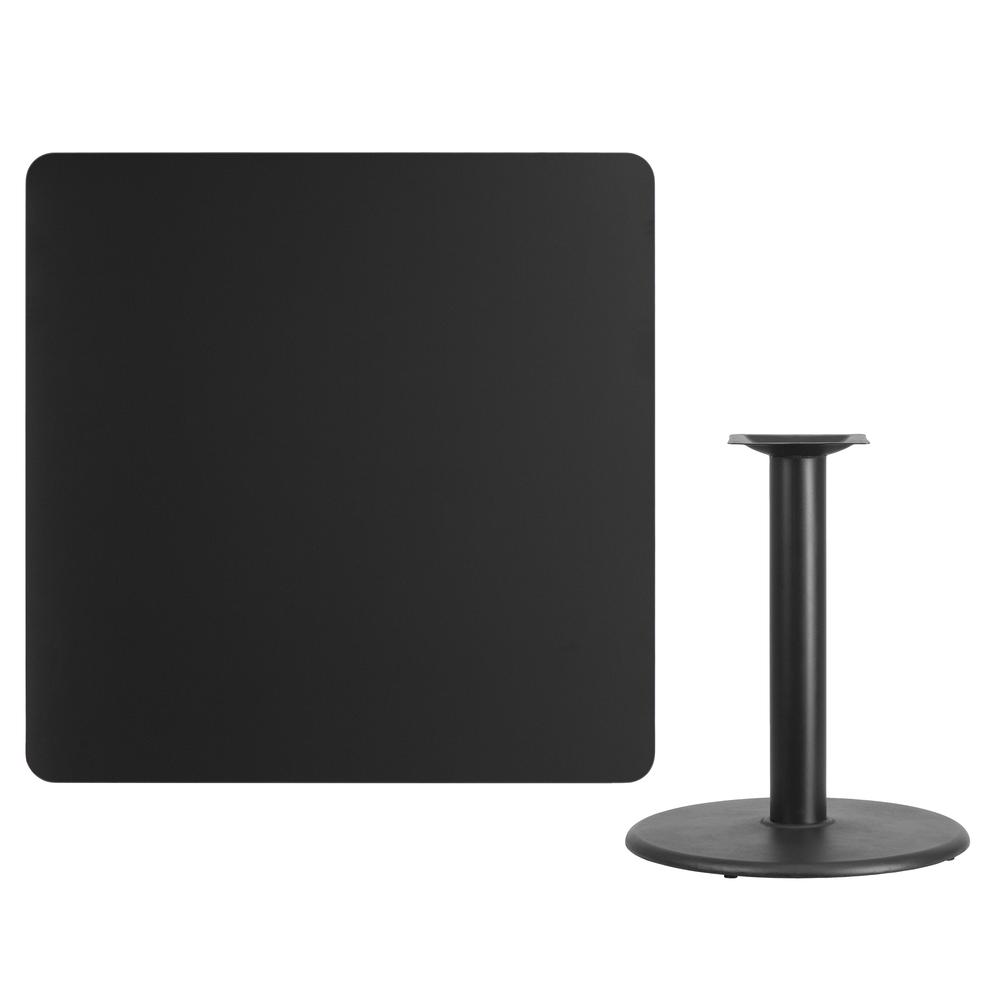 42'' Square Black Laminate Table Top with 24'' Round Table Height Base - Flash Furniture