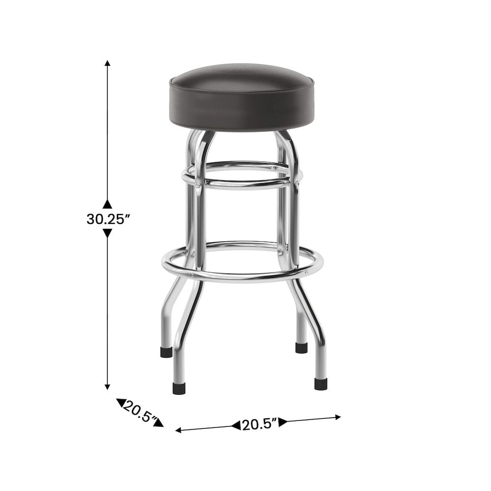 Bruno Double Ring Chrome Barstool with Dark Brown Seat - Flash Furniture
