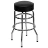 Double Ring Chrome Barstool with Black Seat - Flash Furniture